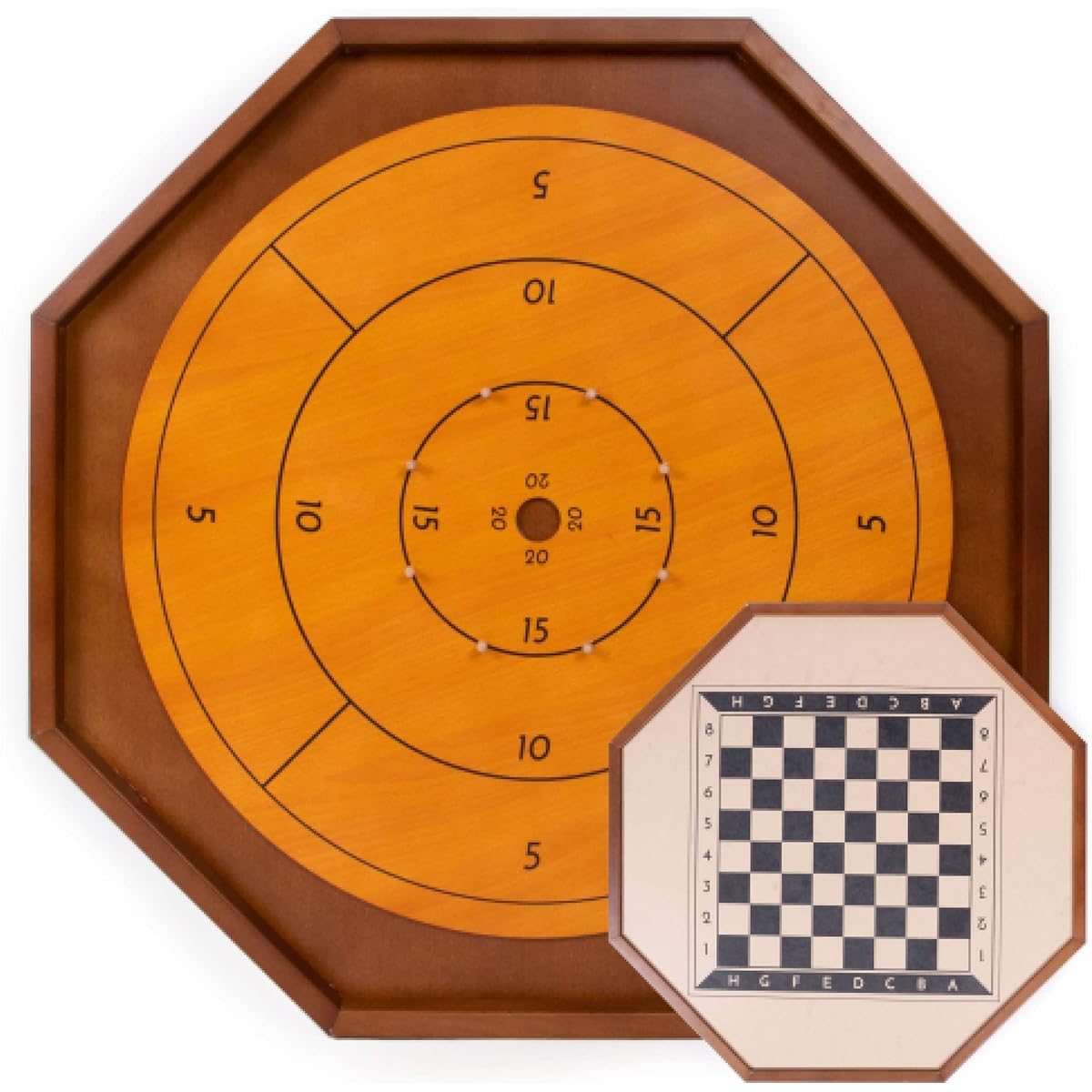 Tournament Crokinole & Checkers | Classic Dexterity Board Game for 2 Players | 24 Black & White Discs & Game Board | 27"