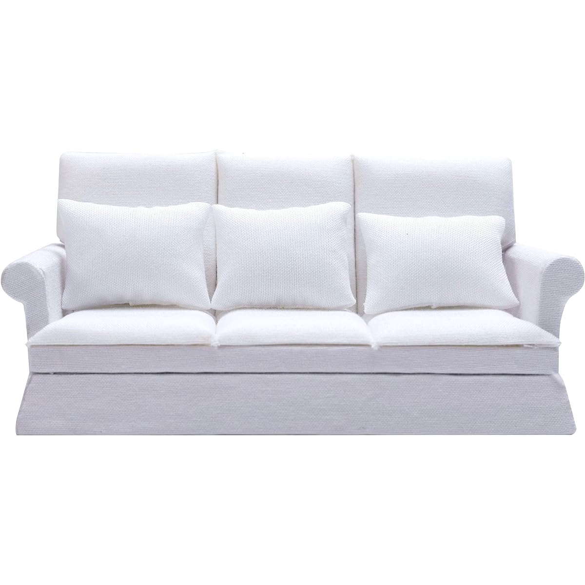 Tukaneeko 1:12 Dollhouse Sofa with 3 Pillows Mini Dollhouse Furniture Decoration Miniature Sofa Dollhouse for Living Room