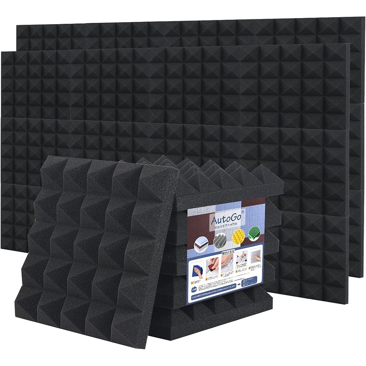 oundproofing Sound-Absorbing Urethane Sponge Soundproofing Material High Density 25CM x 25CM x 5CM Heat Insulation, Flame Retardant, Noise Prevention, Cushioning Material, Interior Decoration [High Density Thickness 5CM, 168 Sheets, Black, Pyramid Shape]