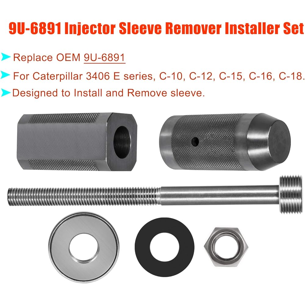 9U-6891 Injector Tube Sleeve Cup Remover Installer Set for CAT Caterpillar C10 C12 C15 C16 C18 3406E
