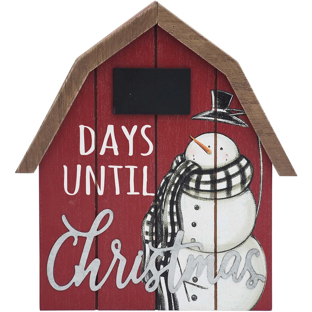 Paris Loft Christmas Countdown Tabletop Sign Days Until Christmas Farmhouse Decor Barn with Chalkboard and Snowman