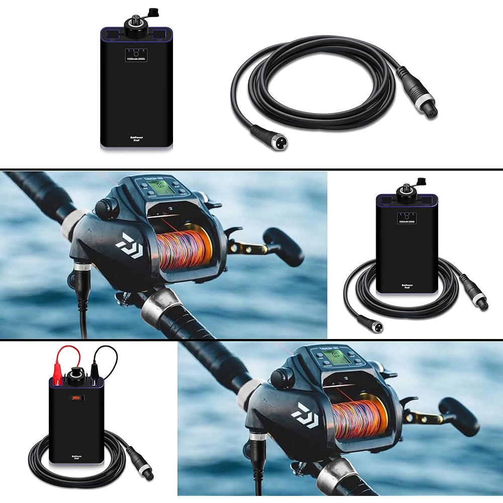 BatPower ProF 15000mAh Electric Fishing Reel Battery Compatible Daiwa Tanacom 1000 750 500 Seaborg Leobritz Power Assist Reel Shimano BeastMaster ForceMaster 9000 6000 Plays 4000 Plemio (2 Pin power cord and reel battery charger included as standard)