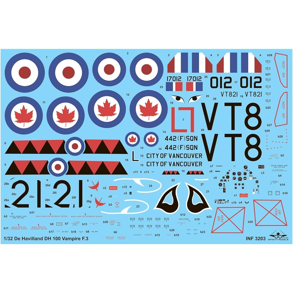 Infinity Models 1/32 Royal Air Force D.H. Vampire F Mk.3 Plastic Model IFM3203 Molding Color