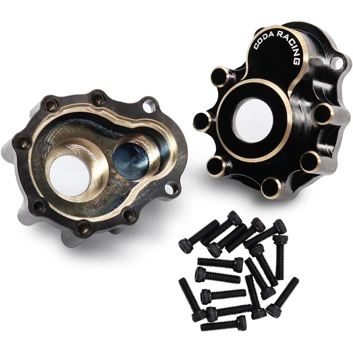CODA RACING 2pcs Brass Outer Portal Drive Housing Gearbox Cover for 1/10 RC Crawler Car TRX4 TRX6 Upgrade Parts Replacement for 8251