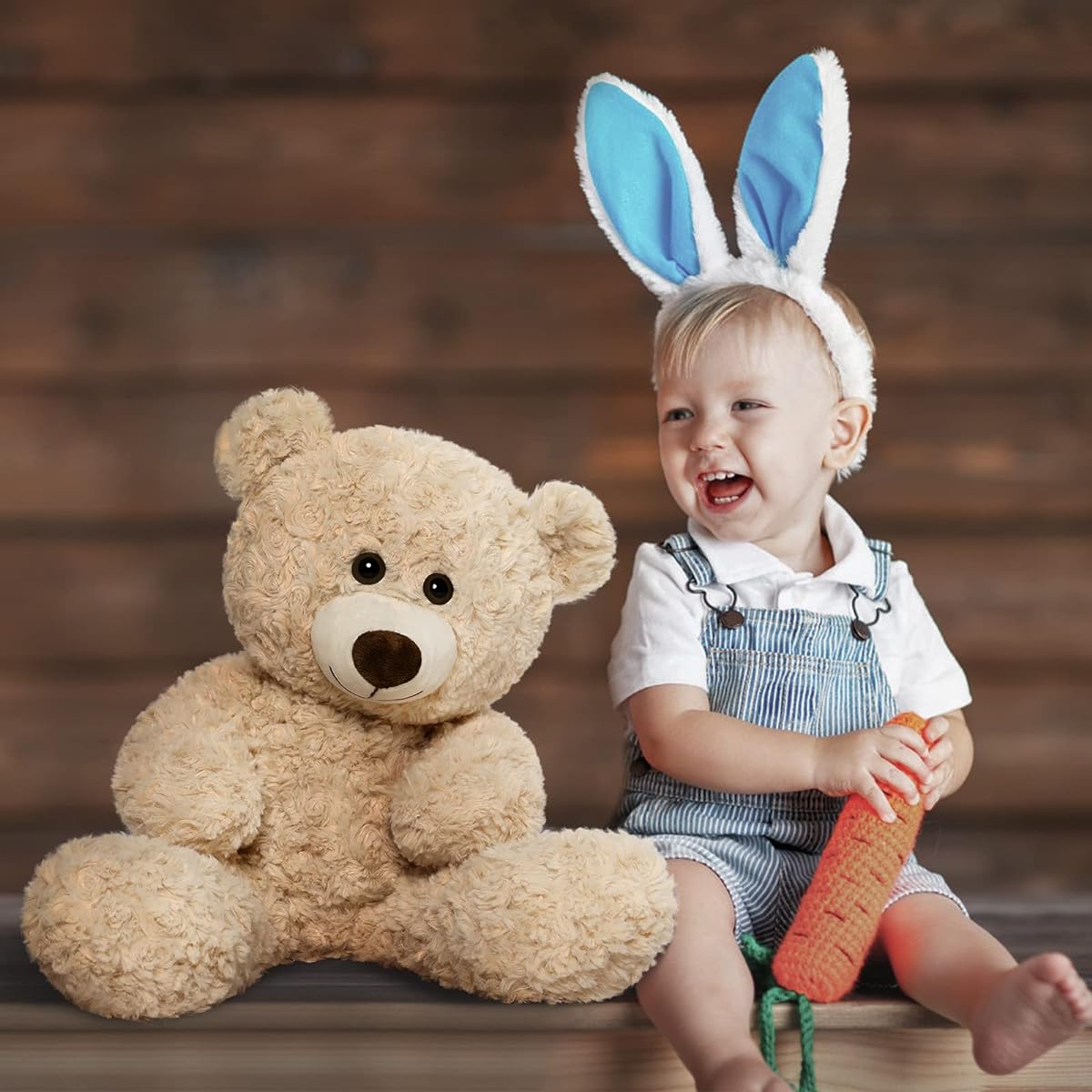 Tezituor Small Teddy Bear Stuffed Animal, Cute Teddy Bear Plush Toy for Kids Girls Boys, Beige, 18 Inch