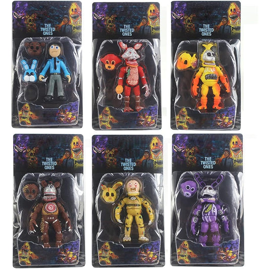 Five Nights Game Pizzeria Simulator Action Figures 6.5" Animatronics [Nightmare Foxy/Bonnie/Chica/Fazbear] Set of 6