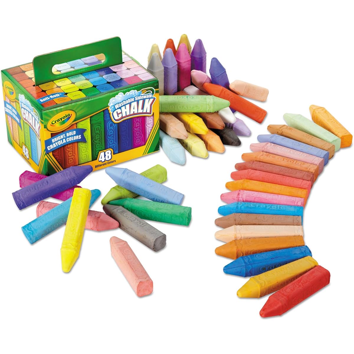 Crayola 512048 Washable Sidewalk Chalk 48 Assorted Bright Colors 48 Sticks/Set