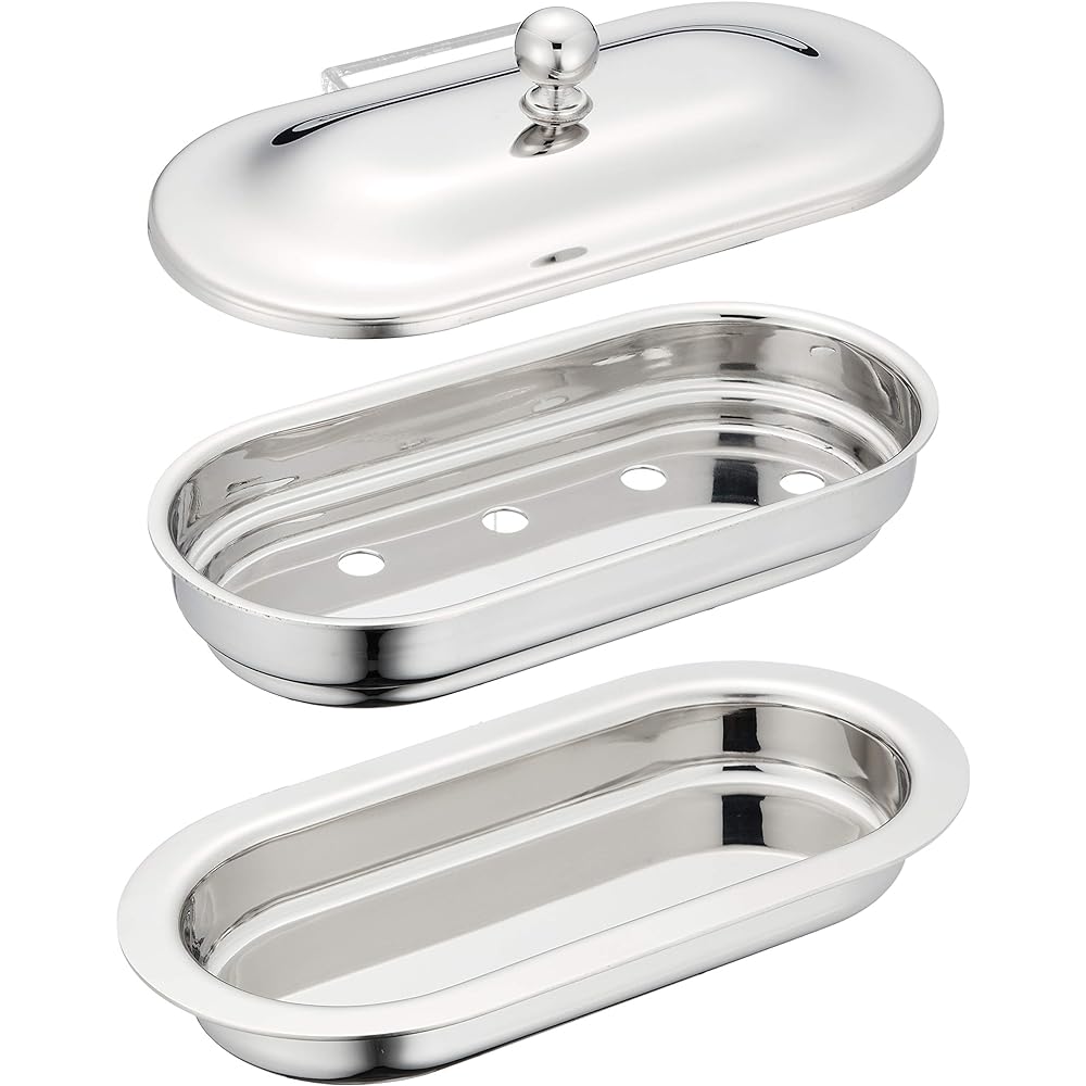 Sanpo Sangyo Serving Cutlery Silver 17.5 x 9 x H7cm Royal Butter Dish Oval Type 03101120