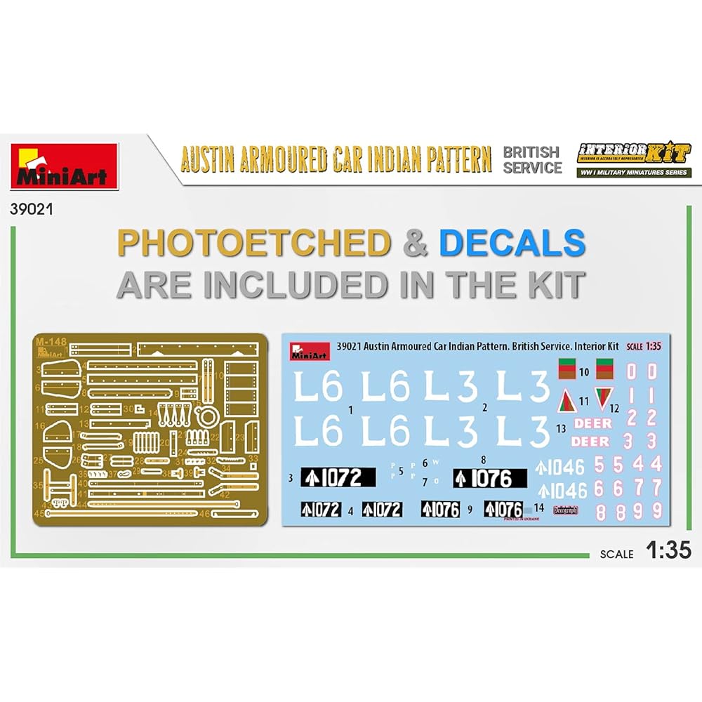 Miniart 1/35 British Army Austin Armored Vehicle Indian Specification Full Interior Plastic Model MA39021