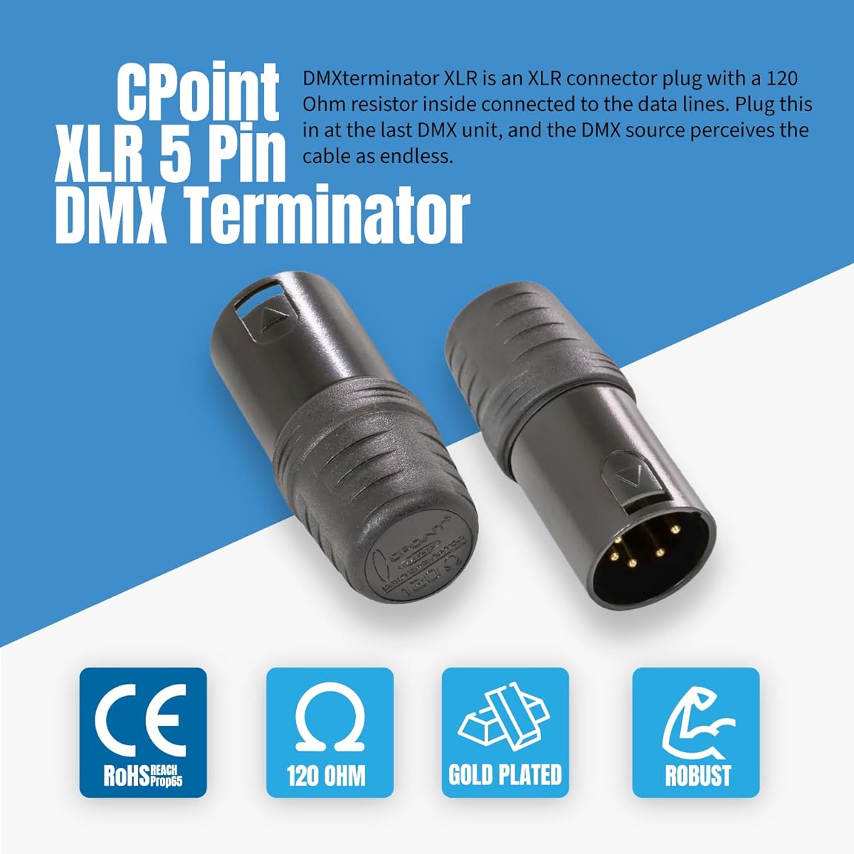 SIRS-E 2 Pack - CPoint DMXterminator XLR 5 Pin DMX Terminator 120 Ohm XLR5-TERM