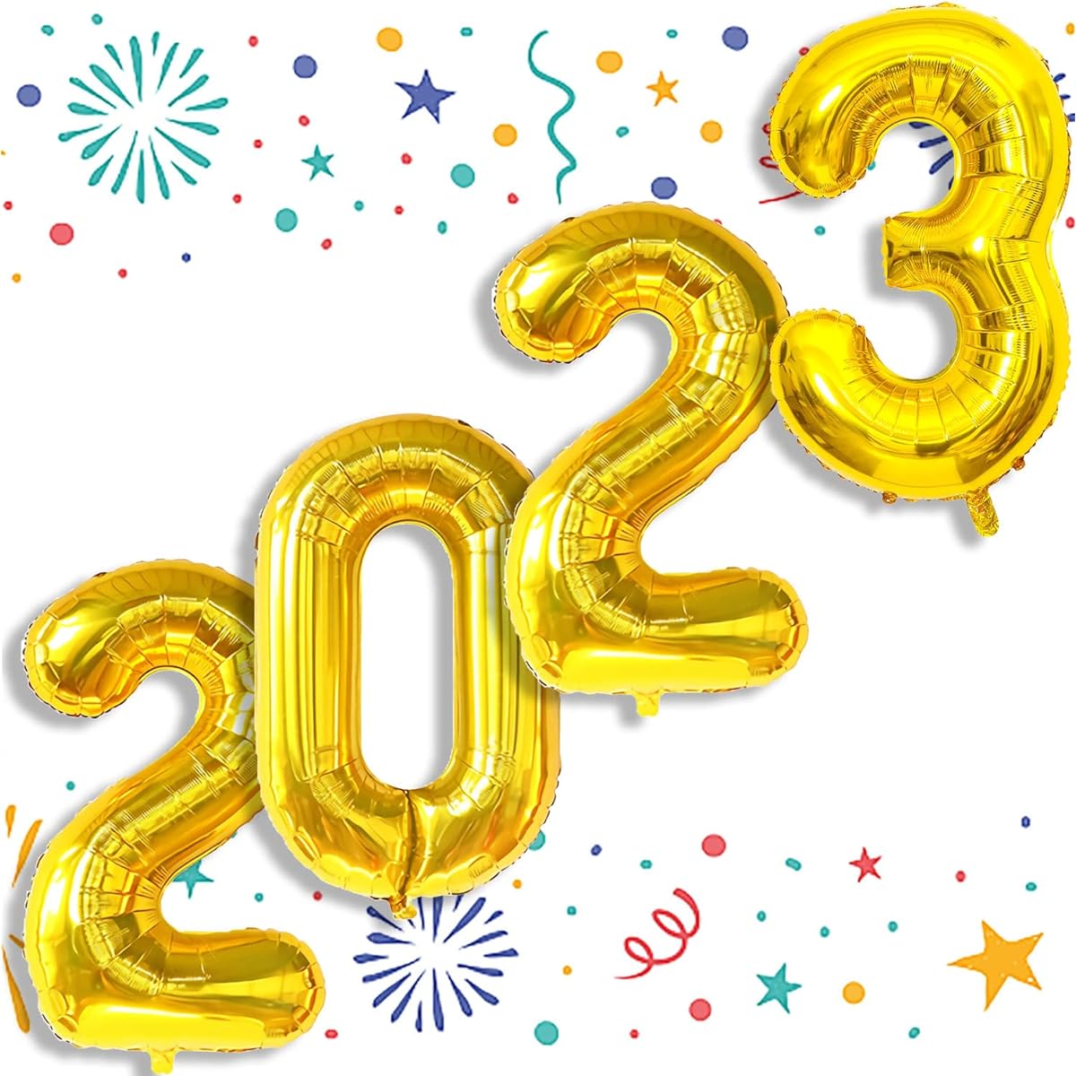 40inch Giant Gold Number 2023 Balloon 2023 New Year Decoration 2023 Happy New Year Eve Christmas Graduation Party Supplies