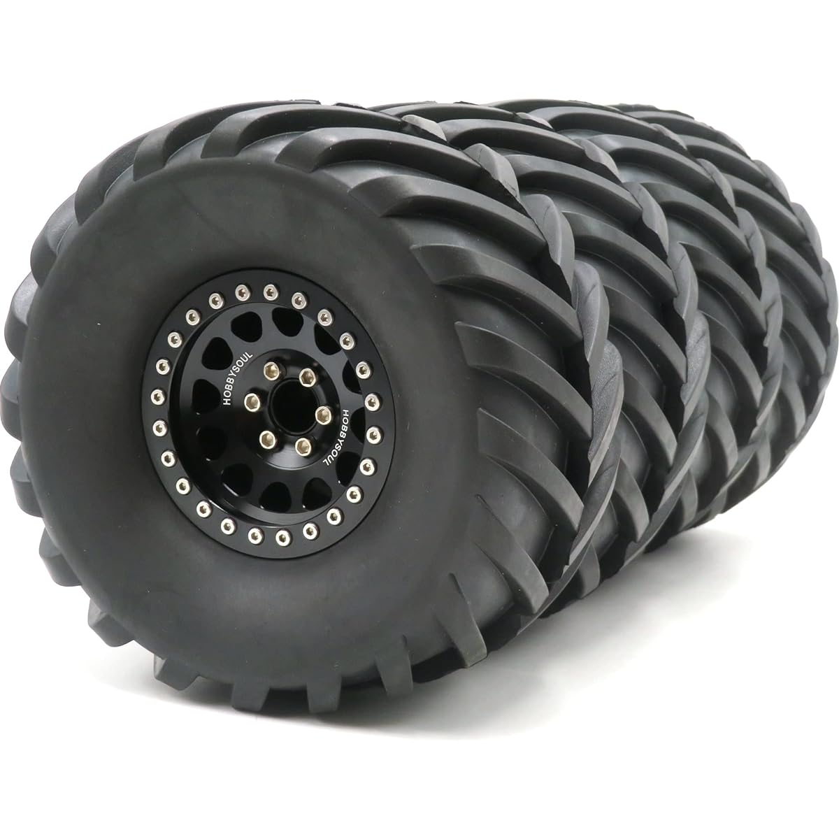 RC 2.2 Mud Terrain Truck Tires Soft Tires Height 130mm/5.12inch Aluminum Alloy 2.2 Beadlock Wheels Rims Hex 12mm Black 4pcs