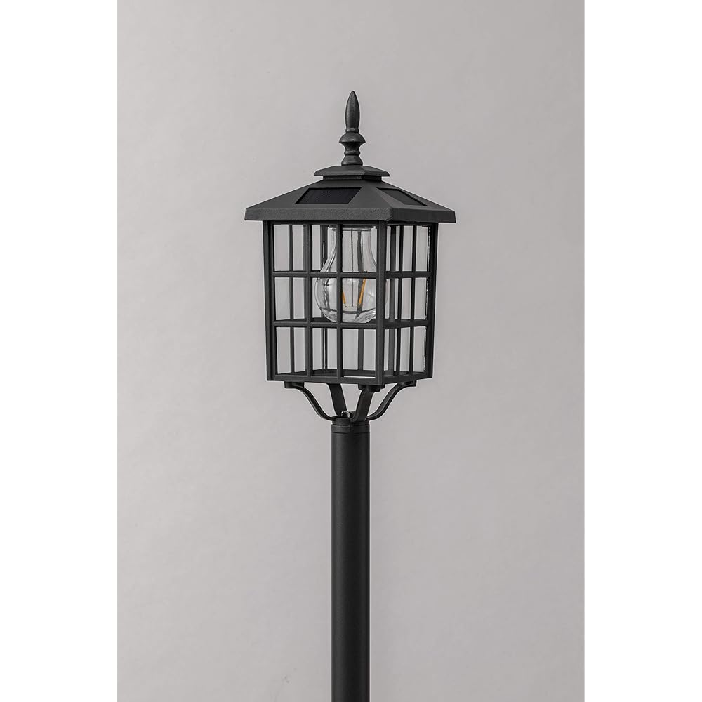 Takasho Solar Light Outdoor Light Classic Post Light Black Garden Light Indirect Lighting Waterproof Retro Light Aluminum, Stainless Steel, Glass, ABS Resin LGS-123