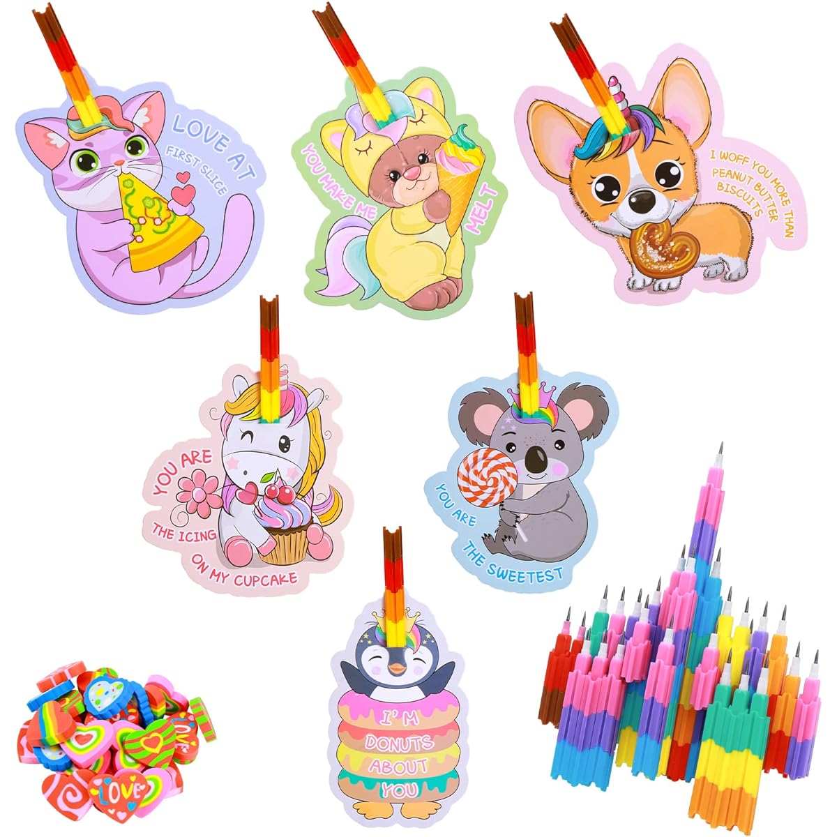 BRENEST Valentine's Day Cards for Kids Classroom School Valentine's Day School Giveaways Party Favors Class Exchange Gift Set