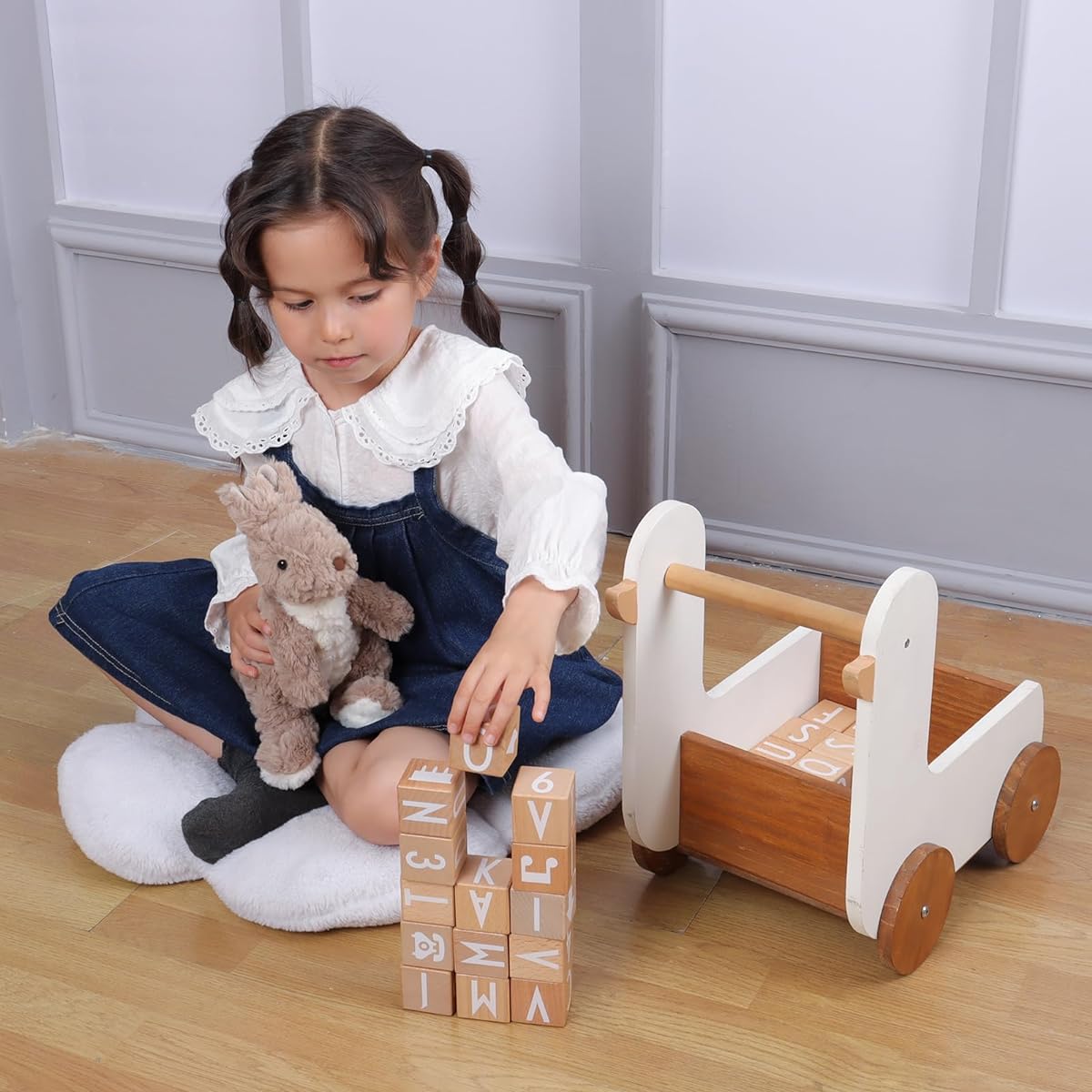 Apricot Lamb Kangaroo Plush Toy Fluffy Cute Kangaroo Sitting Height 25cm