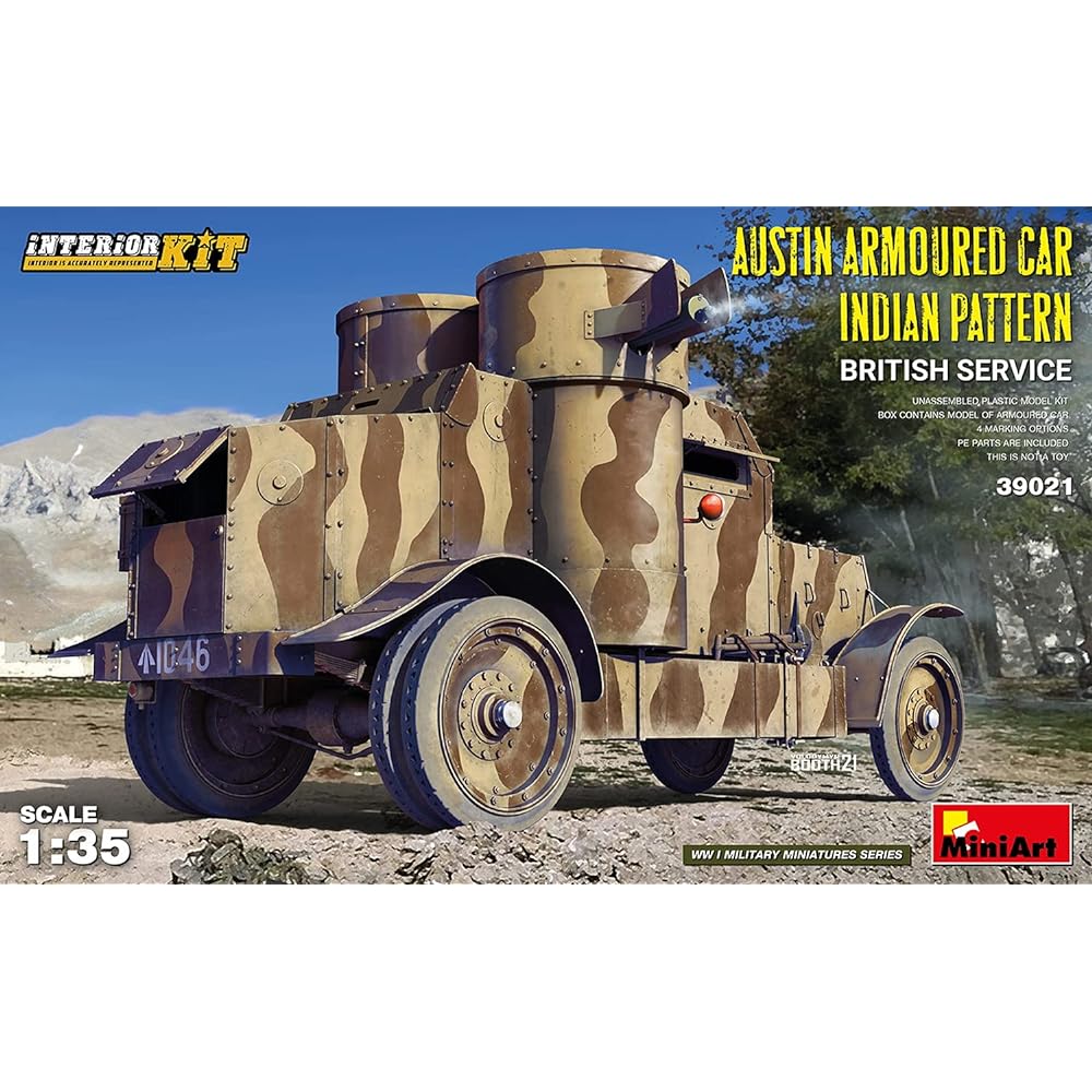 Miniart 1/35 British Army Austin Armored Vehicle Indian Specification Full Interior Plastic Model MA39021