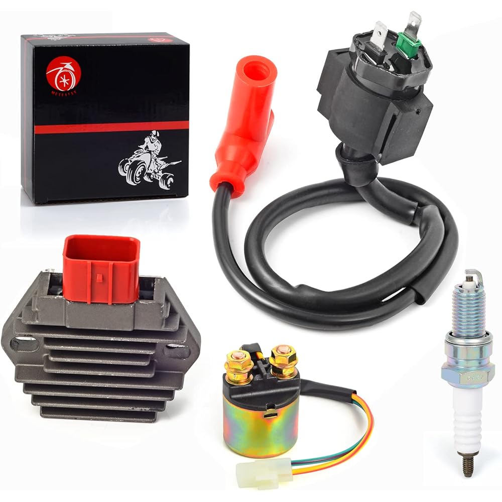 Regulator Rectifier & Relay Ignition Coil Spark Plug Kit for Honda 2000-2006 Rancher 350 350ES 350S 1998-2001 Foreman 450 TRX450S TRX450ES 1997-2003 Foreman 400 TRX400FW 3 1600-H. M7-003