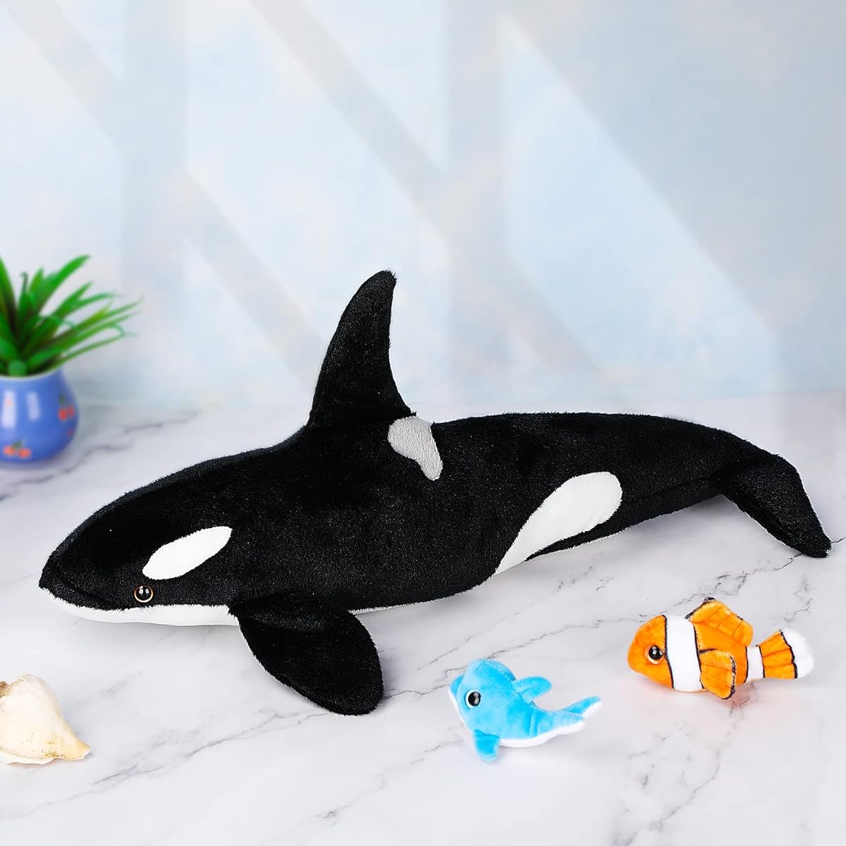 FITNISSFTW Wild Killer Whale Plush Toy 20" Ocean Stuffed Animal Plush Pillow Doll Soft Black and White Fluffy Friend Cuddle Cushion - Cute Gift for All Ages and Occasions