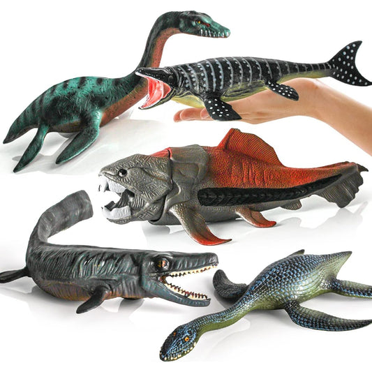 5 Pieces Figures Mosasaurus Replica Plesiosaurus Dinosaur Figures Large Sea Creature Toy Playset Prehistoric Sea Creatures Toy Collection Ocean Animals for Toddlers Boys Kids