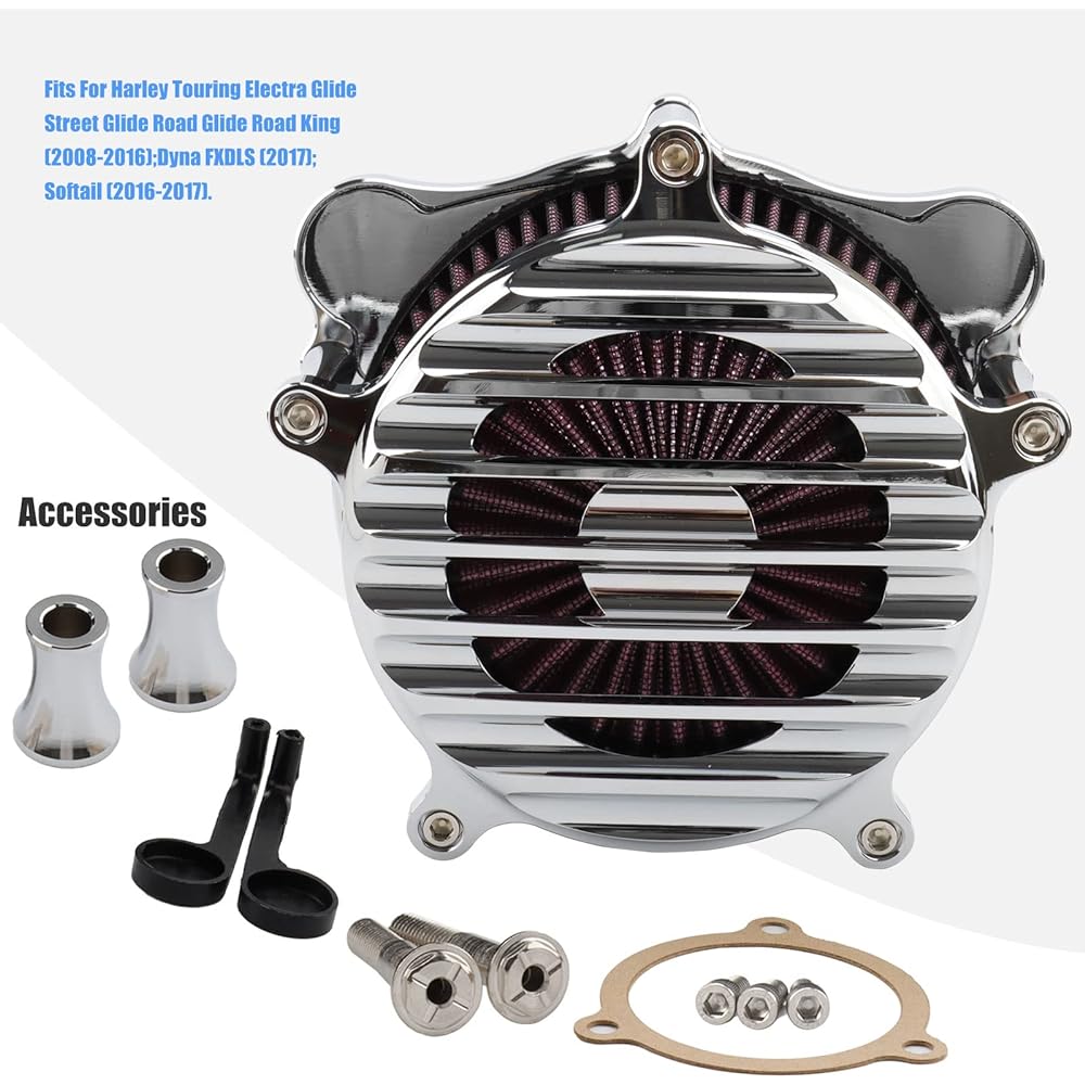 Air Cleaner Air Intake Filter Intake System Kit Harley 16-2017 Dyna FXDLS Softail 2008-2016 Touring Street Glide Road King Road Glide Electra Glide Trike