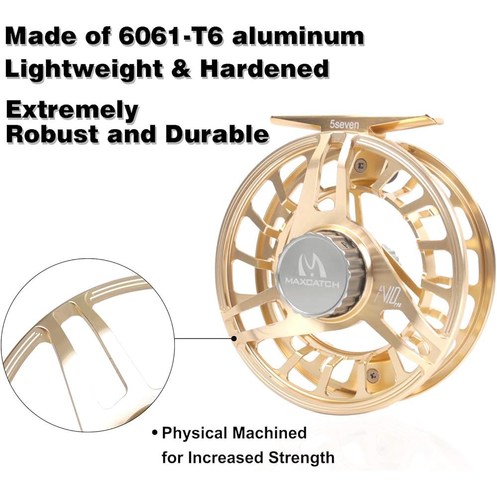 Maxcatch AVID PRO Fly Reel, CNC Machined Aluminum Body Extra Large Arbor Design Fly Fishing Reel - 3/5, 5/7, 7/9 Weight
