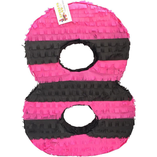 apinata4u Number Eight Pinata Pink & Black 8th Birthday