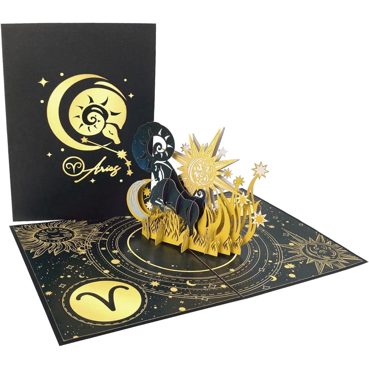 iGifts And Cards Aries Zodiac Birthday 3D Pop Up Greeting Card - Astrology Gifts for Him, Her, Ram Astrology Present Fun Horoscope Anniversary, Celestial Card for Mom, Dad 5 x 7 inches