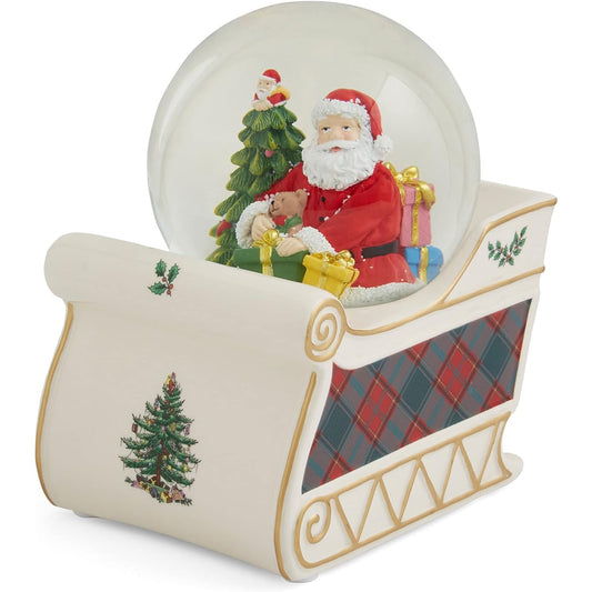 Spode - Christmas Tree 6.5" Musical Snow Globe (Jolly Old St. Nicholas)-LED