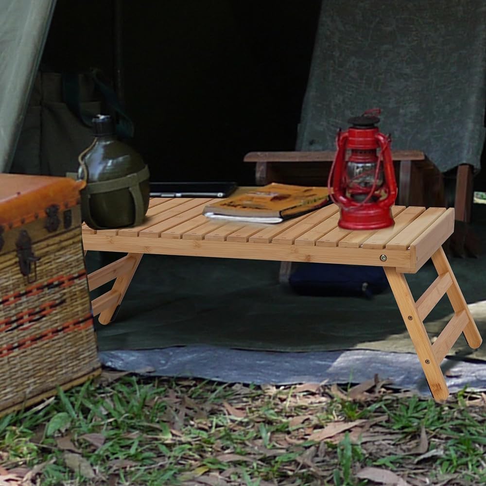 SUN-YE Outdoor Table Camping Table Folding Camping Made of Natural Bamboo with Exclusive Storage Bag Set of 1