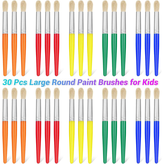 Anezus Paint Brushes 30 Pieces Round Paint Brushes for Kids Classroom Toddler Paint Brush Set Touch Up Preschool Nursery Washable Acrylic Paint Pumpkin Painting