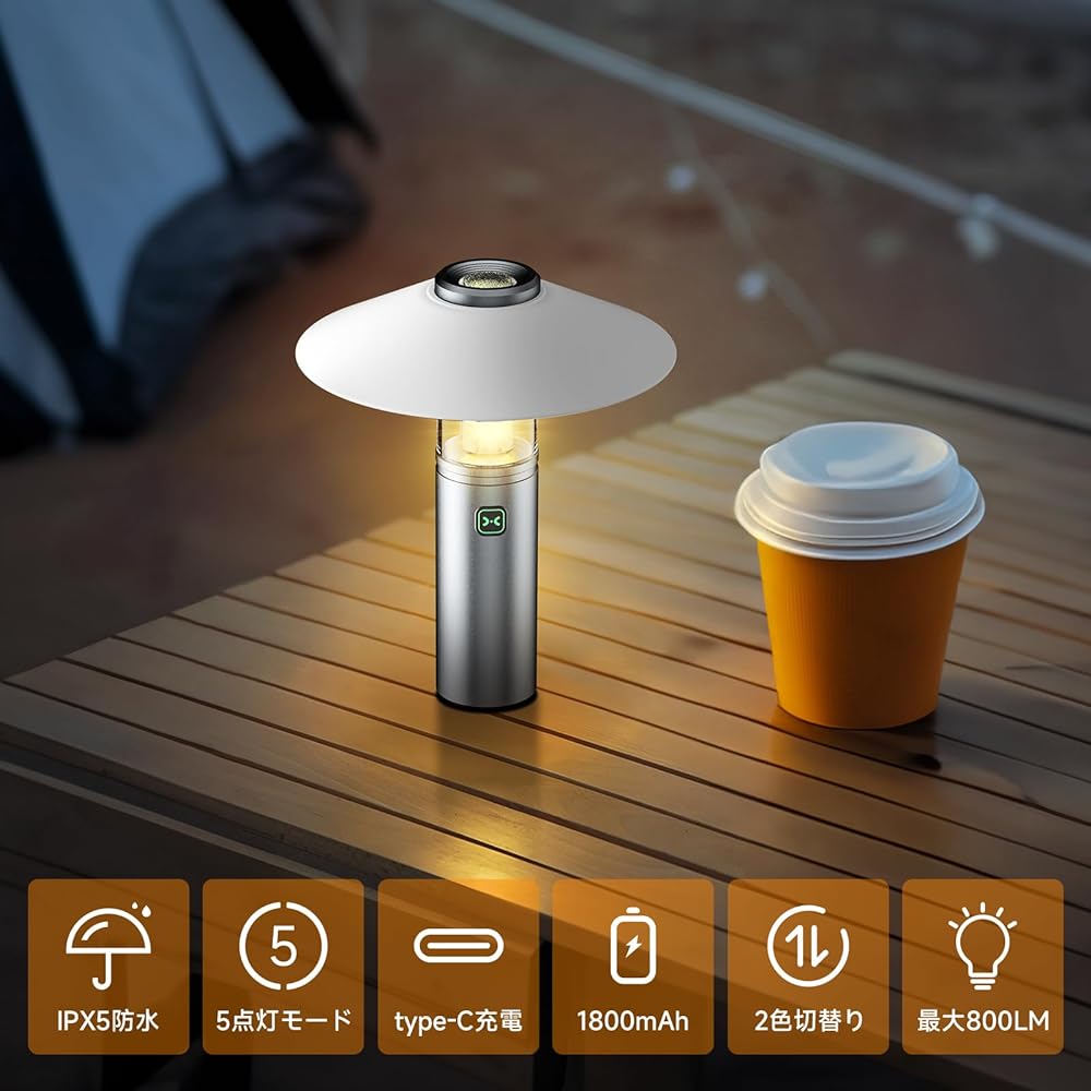 GLOWDAWN Lantern, LED Mini Lantern, Camping Lantern, Flashlight, 5 Lighting Modes, Up to 800 Lumens, High Brightness, USB Rechargeable, Magnetic Base, Ultra Lightweight, Small, Warm Color, Aluminum