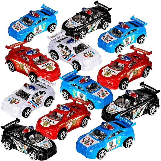 ArtCreativity Pull Back Mini Police Toy Cars for Kids - Set of 12 Pull Back Racers Assorted Colors - Police Birthday Party Favors for Boys and Girls - Goodie Bag Fillers, Small Game Prizes