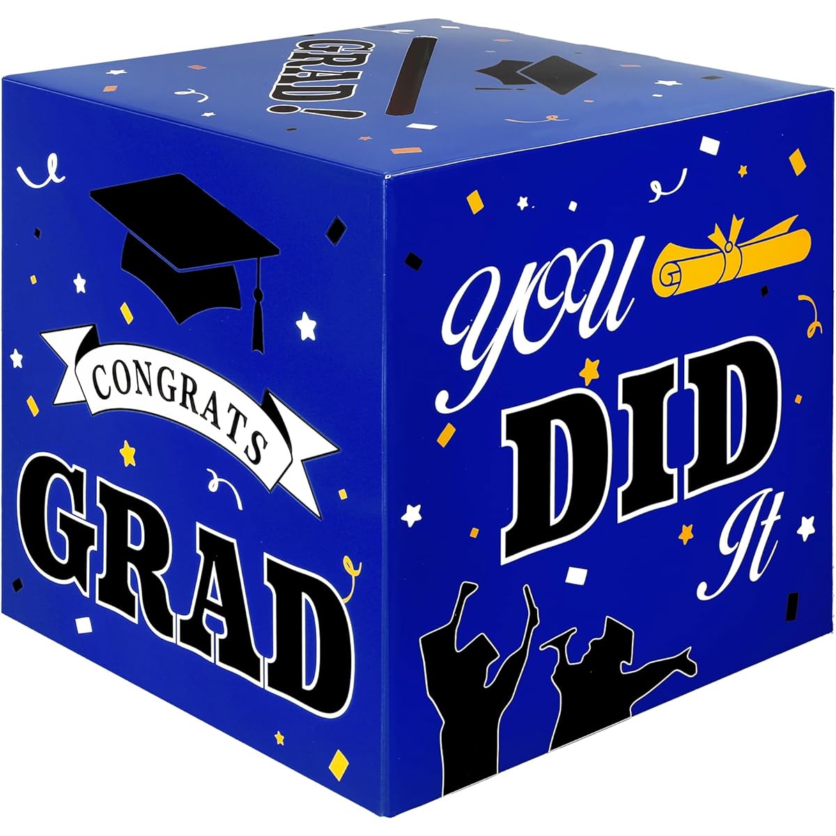 Graduation Card Box Graduation Party Decorations 2024 Graduation Box Graduation Card Holder Foldable Cardboard Congratulations Graduation Card Gift Box Graduation Party Supplies Party Favors Blue