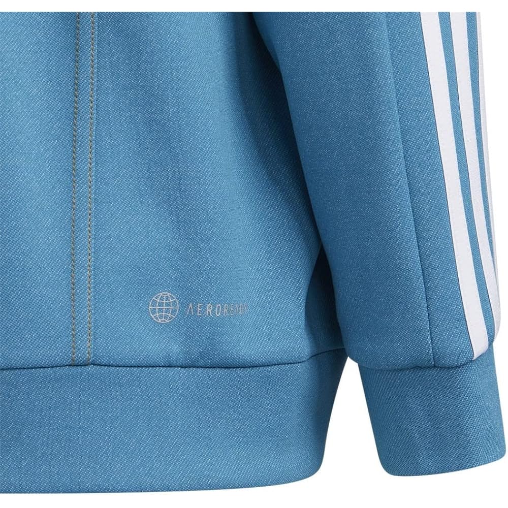 [Adidas] Jersey Top Kids Denim All Over Print Double Knit Warm Up Track Top DKH15
