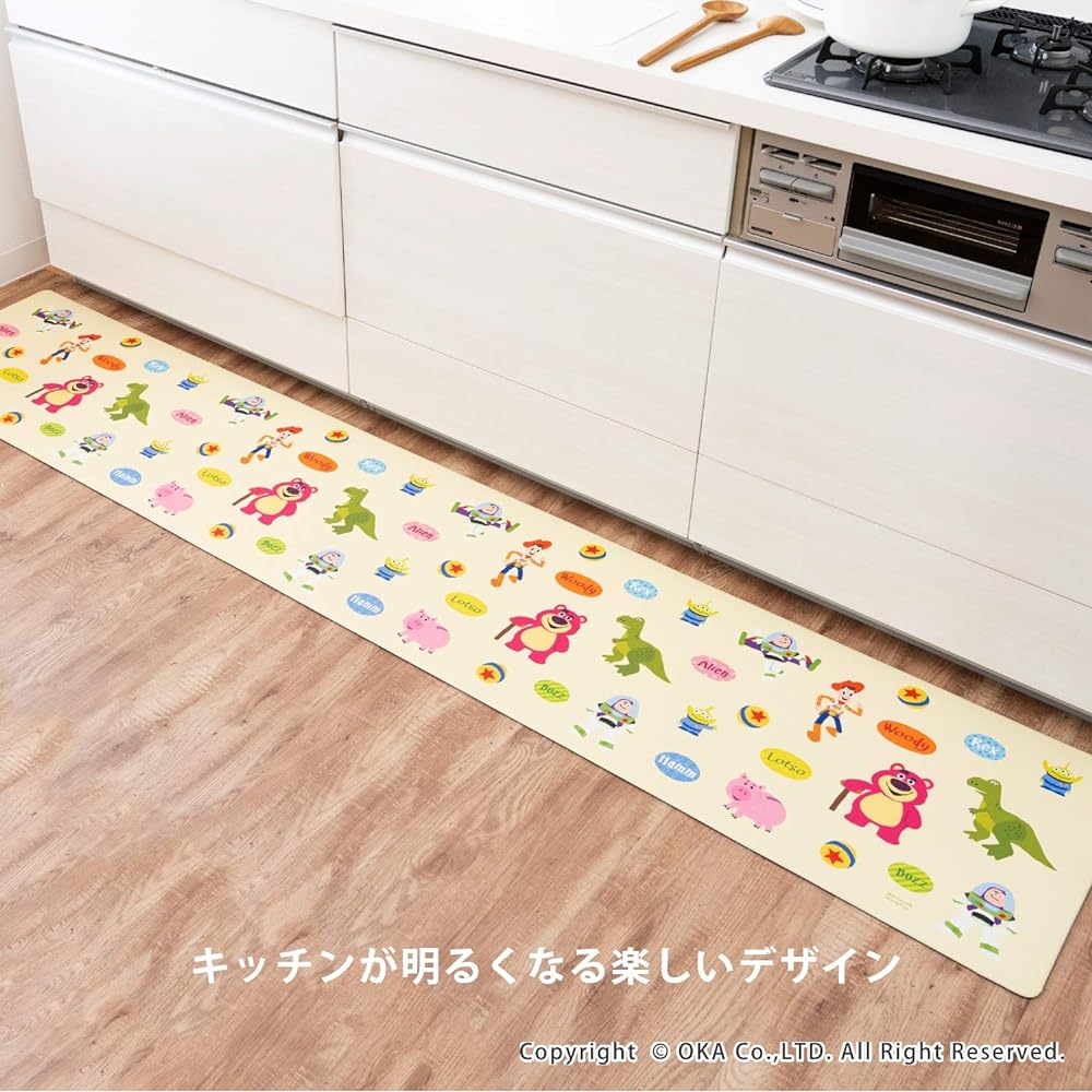 OKA) Disney Wipeable Kitchen Mat Approx. 45cm x 240cm Toy Story (Yellow) (Just Wipe PVC Vinyl) 4548622744958