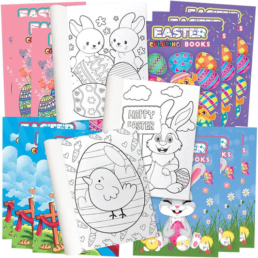ArtCreativity Mini Easter Coloring Books for Kids - Pack of 20 Tiny Coloring Booklets, 4 Designs, Easter Party Favors, Educational Easter Gifts for Boys and Girls