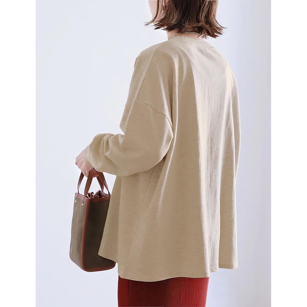 [Amoretu] Women's Long Sleeve Sweatshirt, Cut and Sewn Sweatshirt, Pullover, Border, Casual, Stylish, Loose, Cute, Sports, Going Out, Spring, Autumn