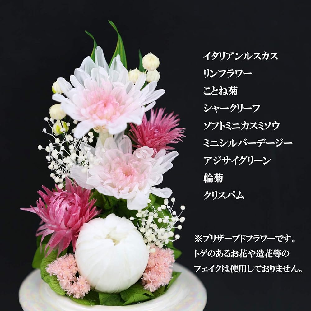 Art Four Seasons Buddha Flower ● (White) Mini Ringiku Glass [Set of 2 pairs of designs] Pink Preserved Flower