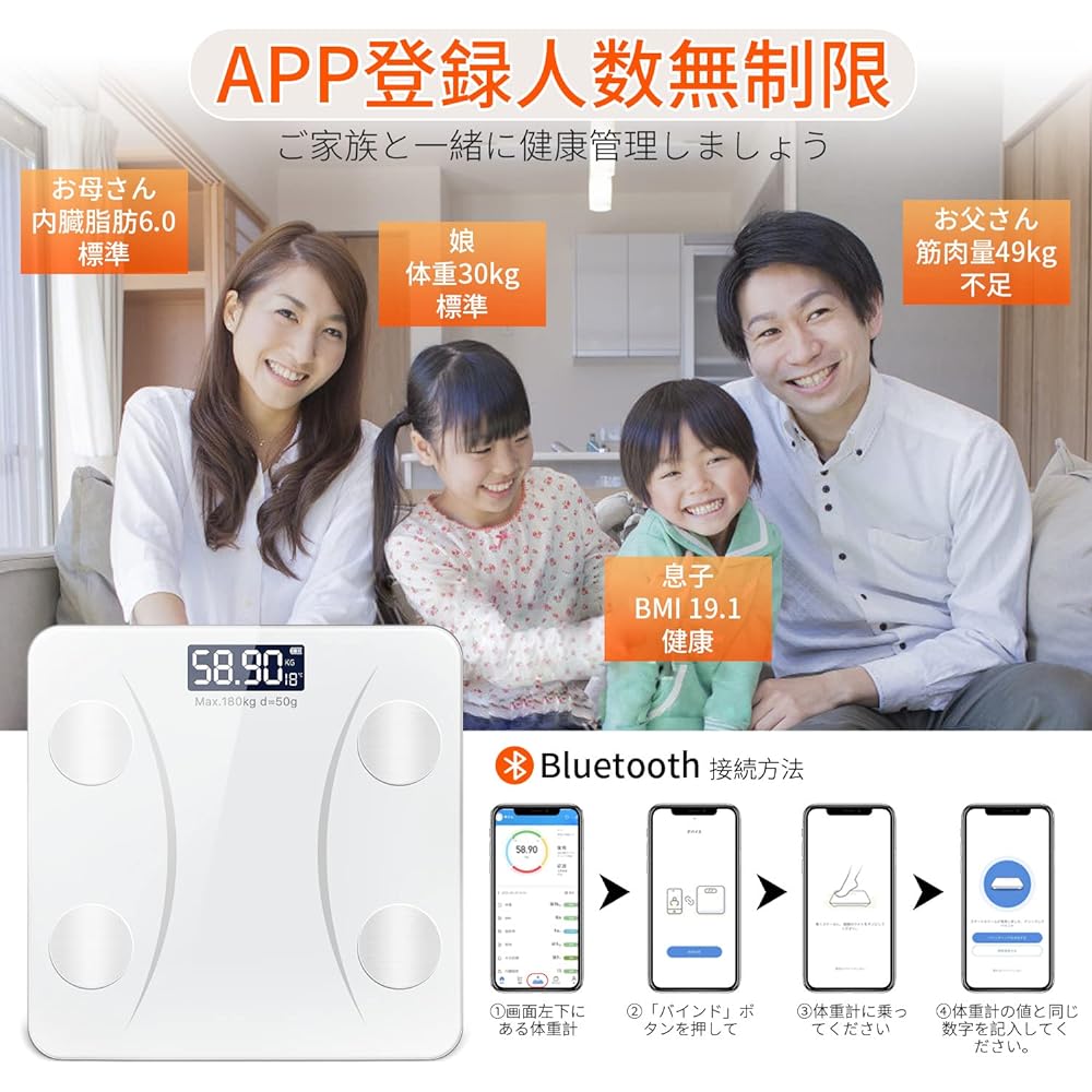 Body Weight Scale, Body Fat Meter, Bluetooth Interlocking Smartphone, Body Composition Meter, Body Scale, 2023 - Weight, Body Fat Percentage, Muscle Percentage, Body Moisture Percentage, BMI