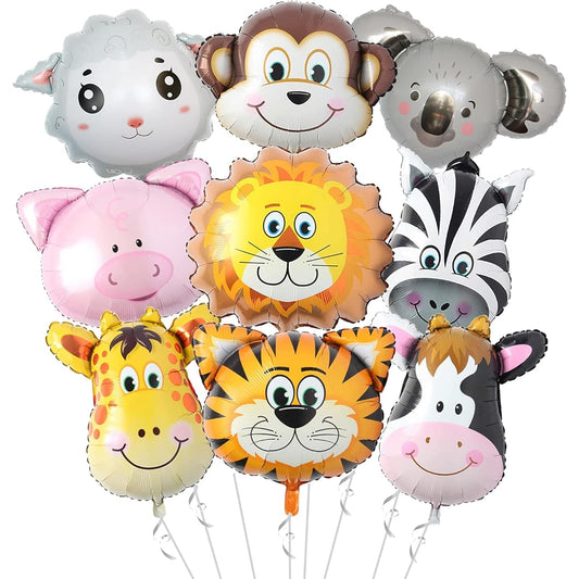18 Piece Jungle Safari Animal Balloons Kit for Kids Birthday Party. Jungle safari animal theme party decorations. Zoo balloons-Lion-Tiger-Cow-Sheep-Pig-Kaoro-Monkey-Zebra-Giraffe
