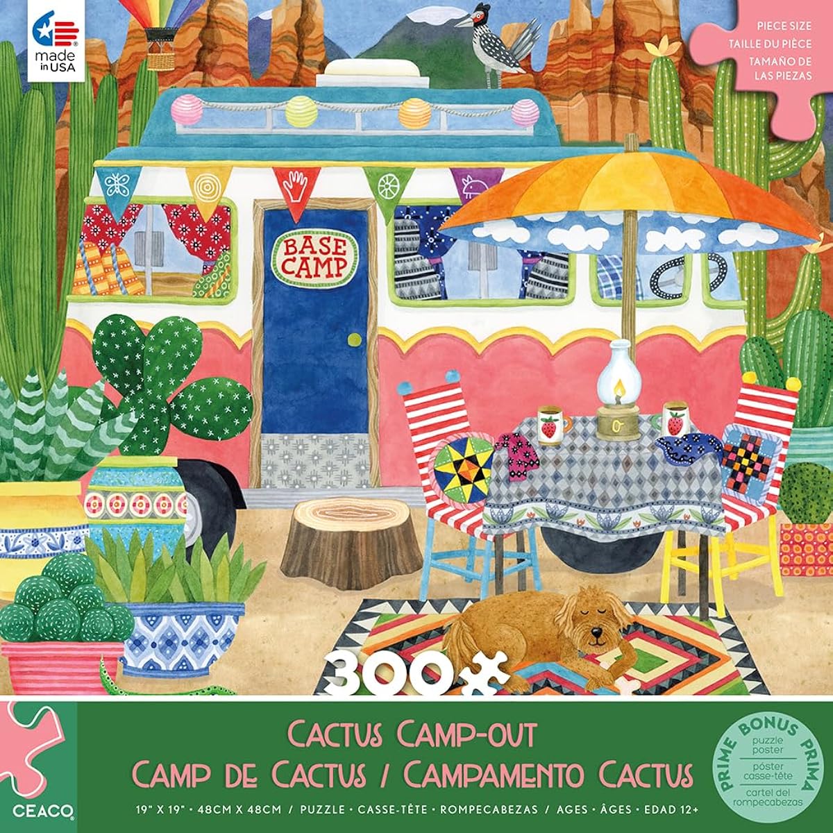Ceaco - Happy Camper - Cactus Campout - 300 Extra Large Piece Jigsaw Puzzles