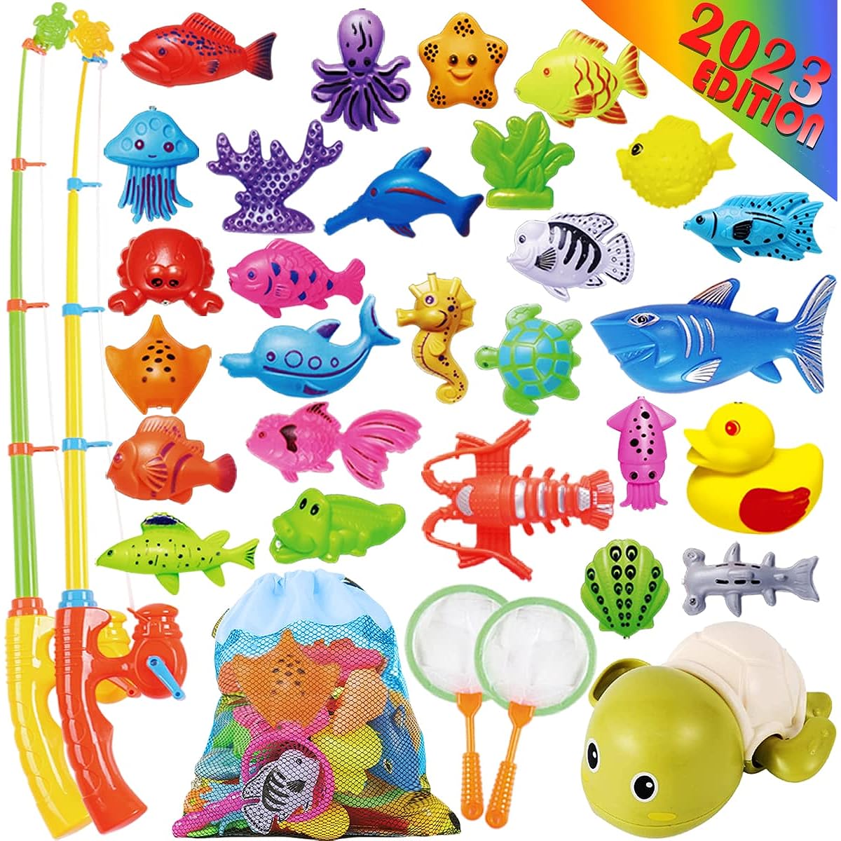 Cheffun Fishing Water Pool Toys for Kids - Magnetic Fishing Game, Fishing Game, Pretend Play, Learning Resources, Kiddie Party Toys, Sea Animal Toys, Toddler Bath Toys, Bath Toys for Toddlers 3+ 4-6