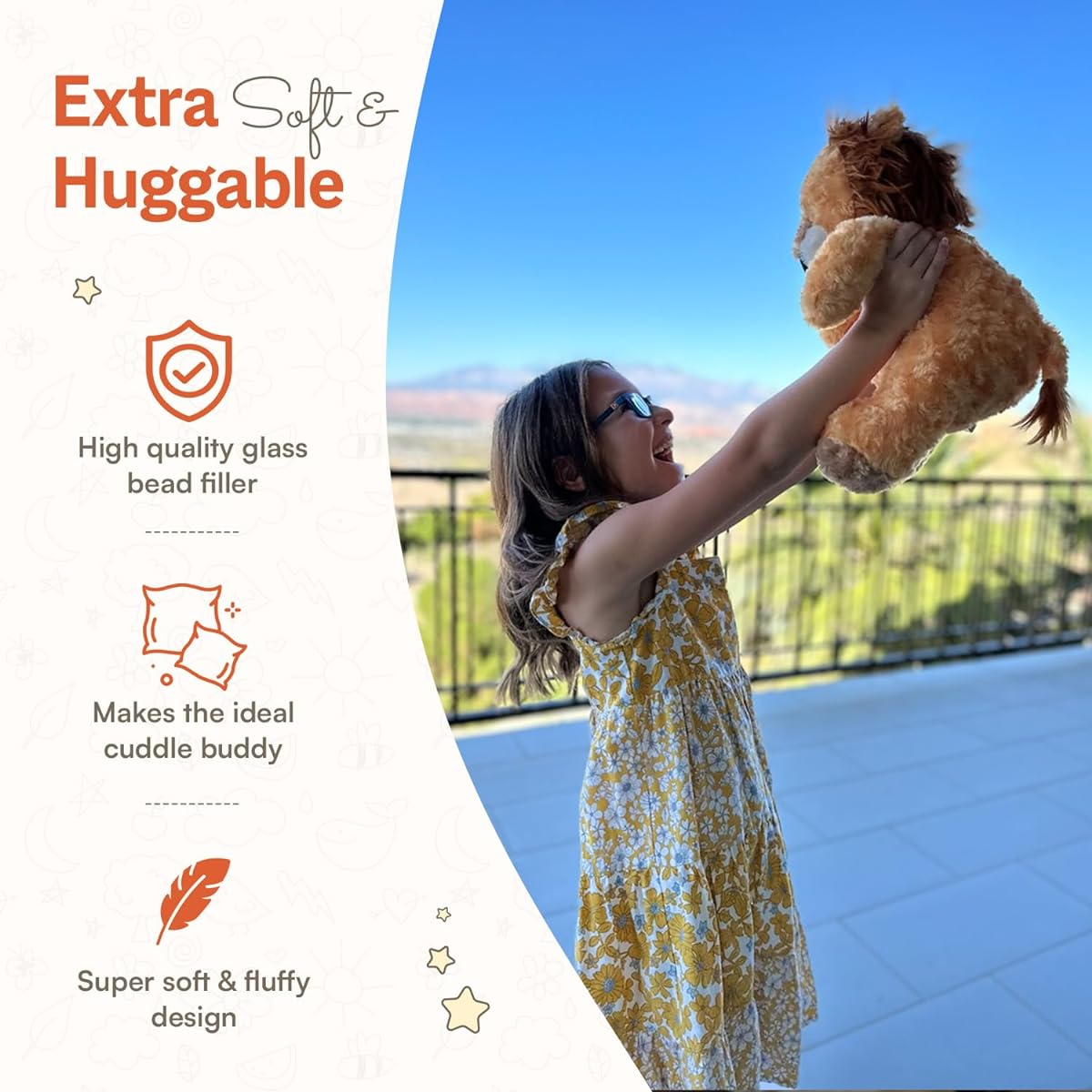Comfort Critters 4 lb Weighted Plush Toy for All Ages - Big Feeling Weighted Stuffed Animal Promotes Hug and Calmness - Lion
