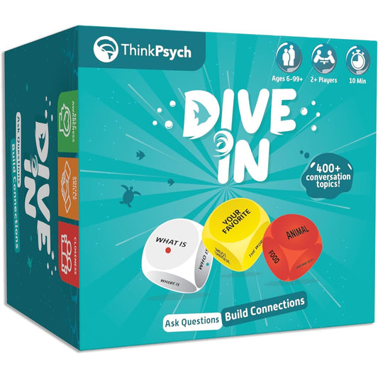 ThinkPsych Dive in Conversation Dice Game for Family and Friends | Ask Questions Build Connections