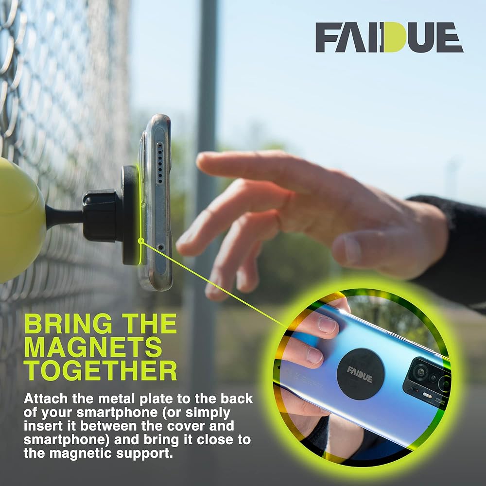 FAIDUE Tennis & Pickleball Fence Phone Mount - Perfect Gift for Men and Women - Training Accessories for Boys and Girls - Stream and Relive Tennis Matches