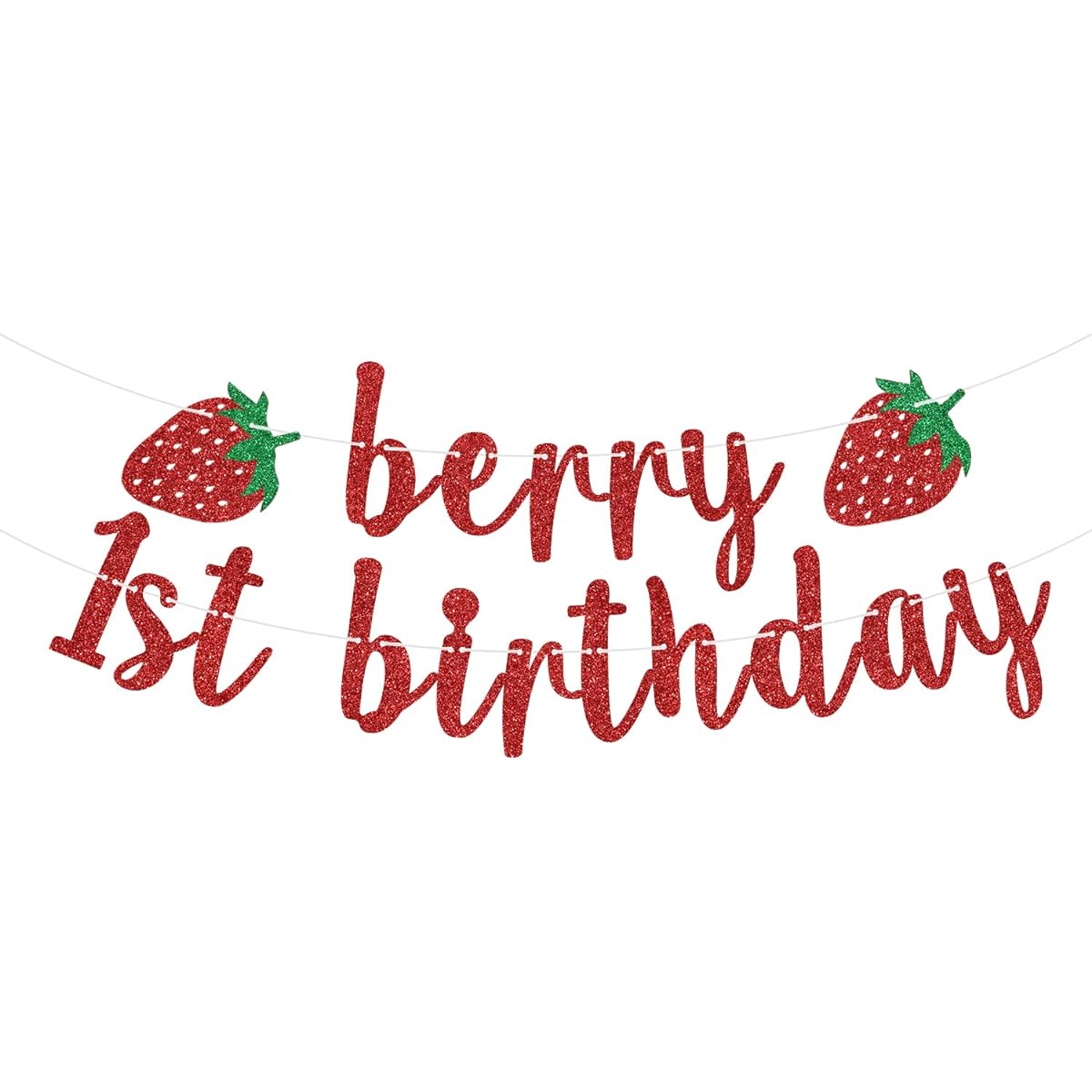 Berry 1st Birthday Banner, My 1st Birthday, Miss Onderful Decorations, Glitter Strawberry Theme, Happy 1st Birthday Party Decorations