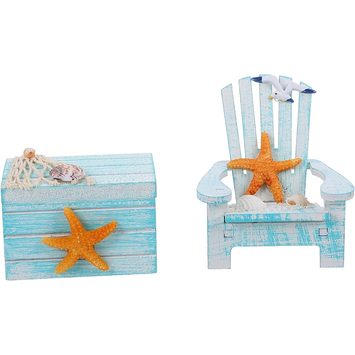 Homoyoyo Home Decor Beach Chair Ornament, Beach Nautical Miniature Decorative Ornaments, Mediterranean Style Mini Wooden Beach Chair Model for Home Office Beach Decoration