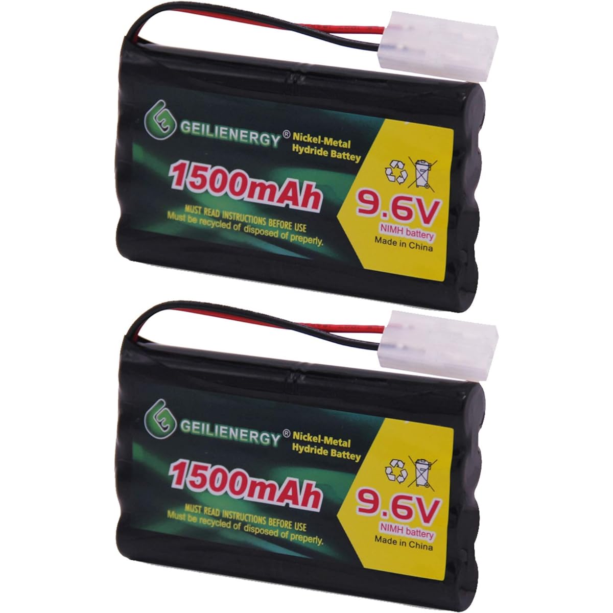 BAOBIAN 9.6V 1500mAh NiMH Battery High Capacity Rechargeable RC Battery with Standard Tamiya Connector for RC Car Boat Robot OTC Genisys 239180 & EVO Scanner (2 Pack)
