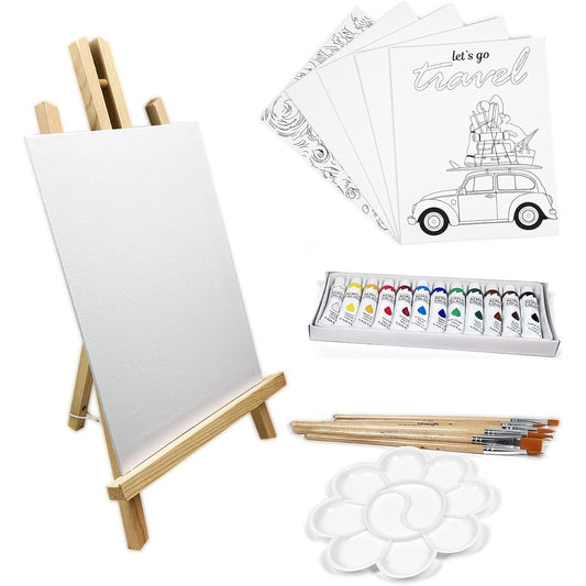 Darnassus 25 Piece Tabletop Wooden Easel Set Paint Easel Stand Art Supplies