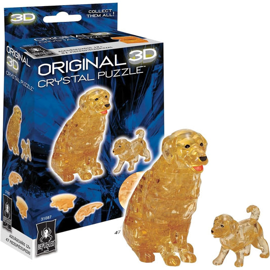 3D Crystal Puzzle Dogs and Puppies: 47 Pieces